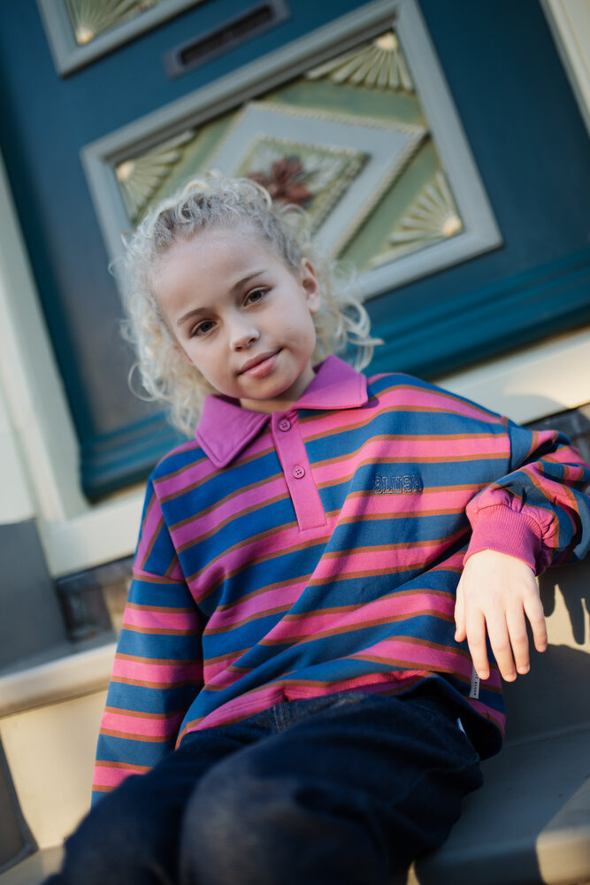 Petit Blush Polo Sweater Stripe Petit Blush Polo Sweater Stripe