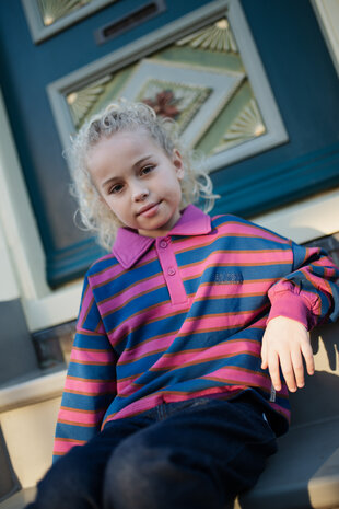 Petit Blush Polo Sweater Stripe Petit Blush Polo Sweater Stripe