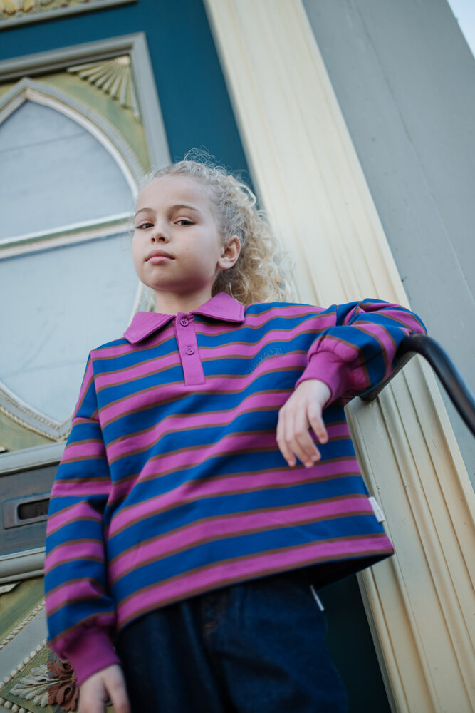 Petit Blush Polo Sweater Stripe Petit Blush Polo Sweater Stripe