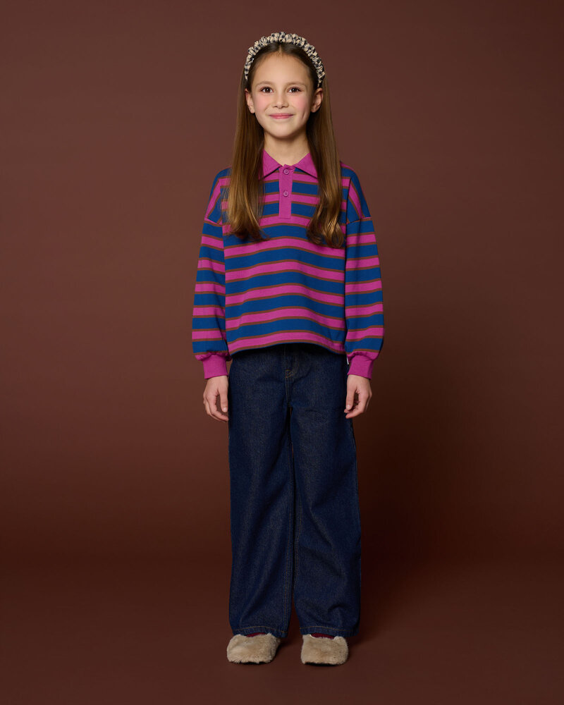 Petit Blush Polo Sweater Stripe Petit Blush Polo Sweater Stripe