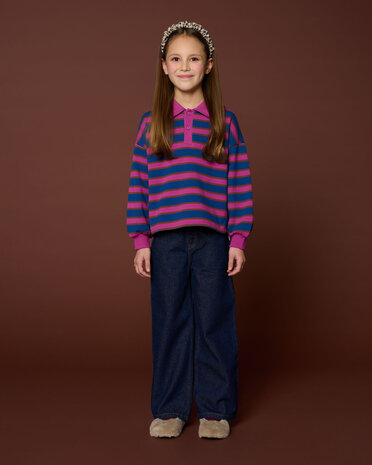 Petit Blush Polo Sweater Stripe Petit Blush Polo Sweater Stripe