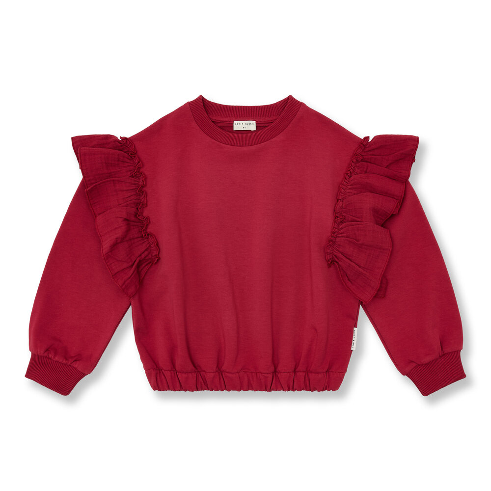 Petit Blush Sweater Ruffles Garnet