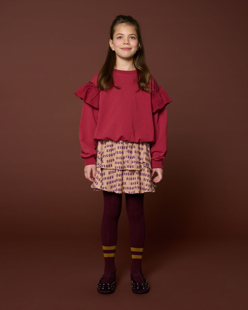 Petit Blush Sweater Ruffles Garnet