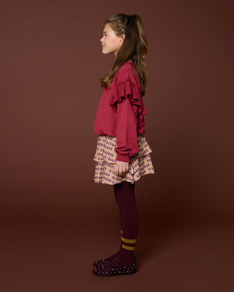Petit Blush Sweater Ruffles Garnet