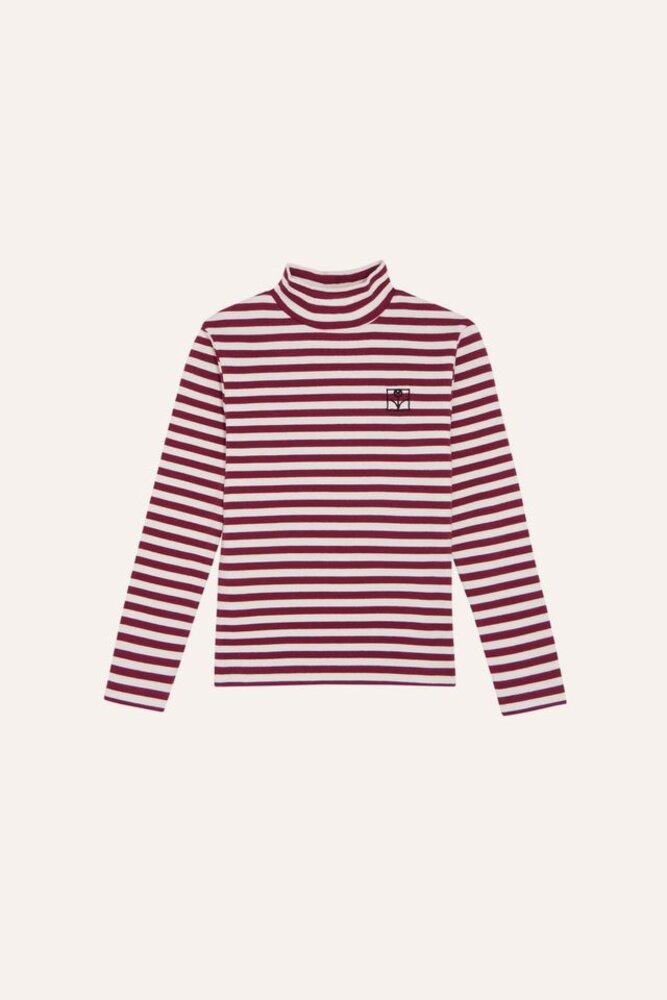 The Campamento Burgundy Stripes Turtle Neck Tshirt