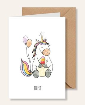 Juulz Illustrations Felicitatie kaart jippie eenhoorn