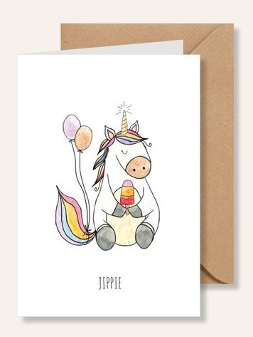 Juulz Illustrations Felicitatie kaart jippie eenhoorn