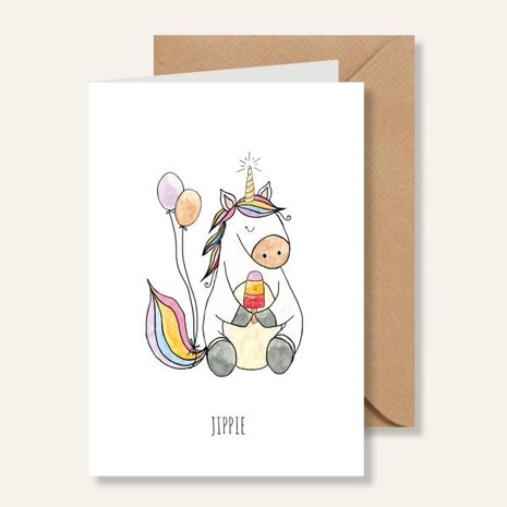Juulz Illustrations Felicitatie kaart jippie eenhoorn
