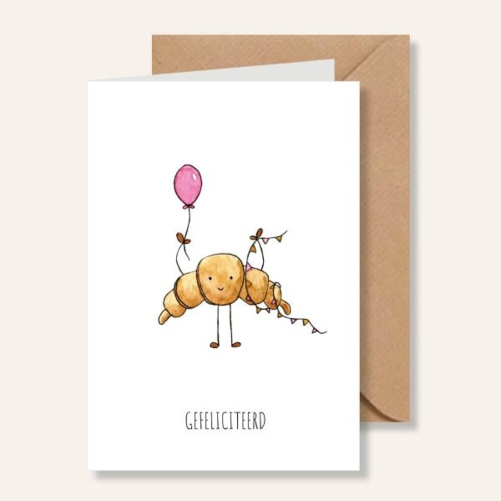 Juulz Illustrations Kaart verjaardag croissant Juulz Illustrations Kaart verjaardag croissant