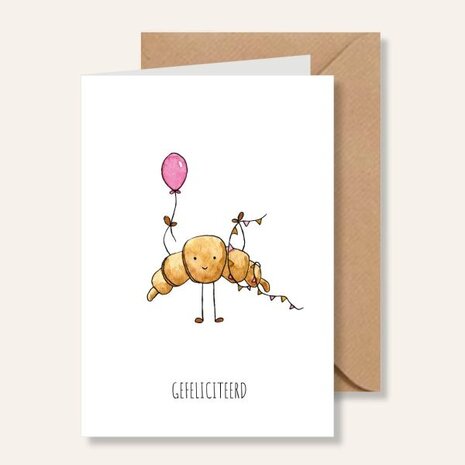 Juulz Illustrations Kaart verjaardag croissant Juulz Illustrations Kaart verjaardag croissant