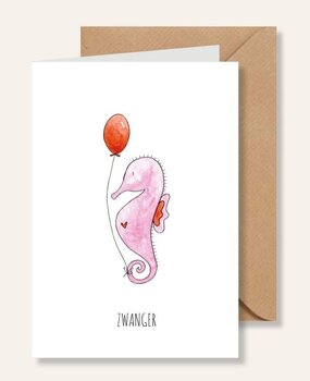 Juulz Illustrations Kaart zwanger zeepaardje
