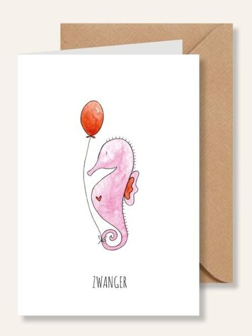 Juulz Illustrations Kaart zwanger zeepaardje