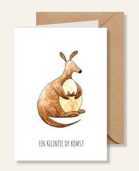 Juulz Illustrations Kaart zwanger kangoeroe