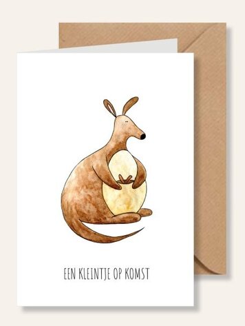 Juulz Illustrations Kaart zwanger kangoeroe