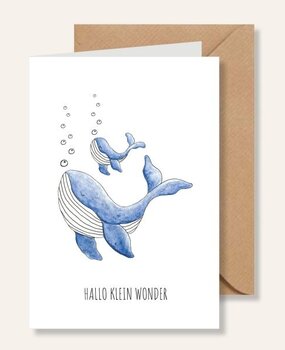 Juulz Illustrations Felicitatie kaart geboorte walvissen