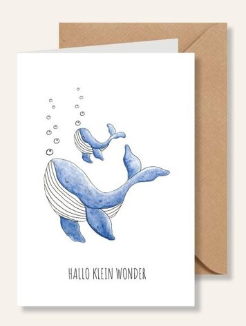 Juulz Illustrations Felicitatie kaart geboorte walvissen