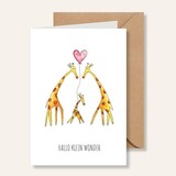 Juulz Illustrations Felicitatie kaart geboorte giraffen roze