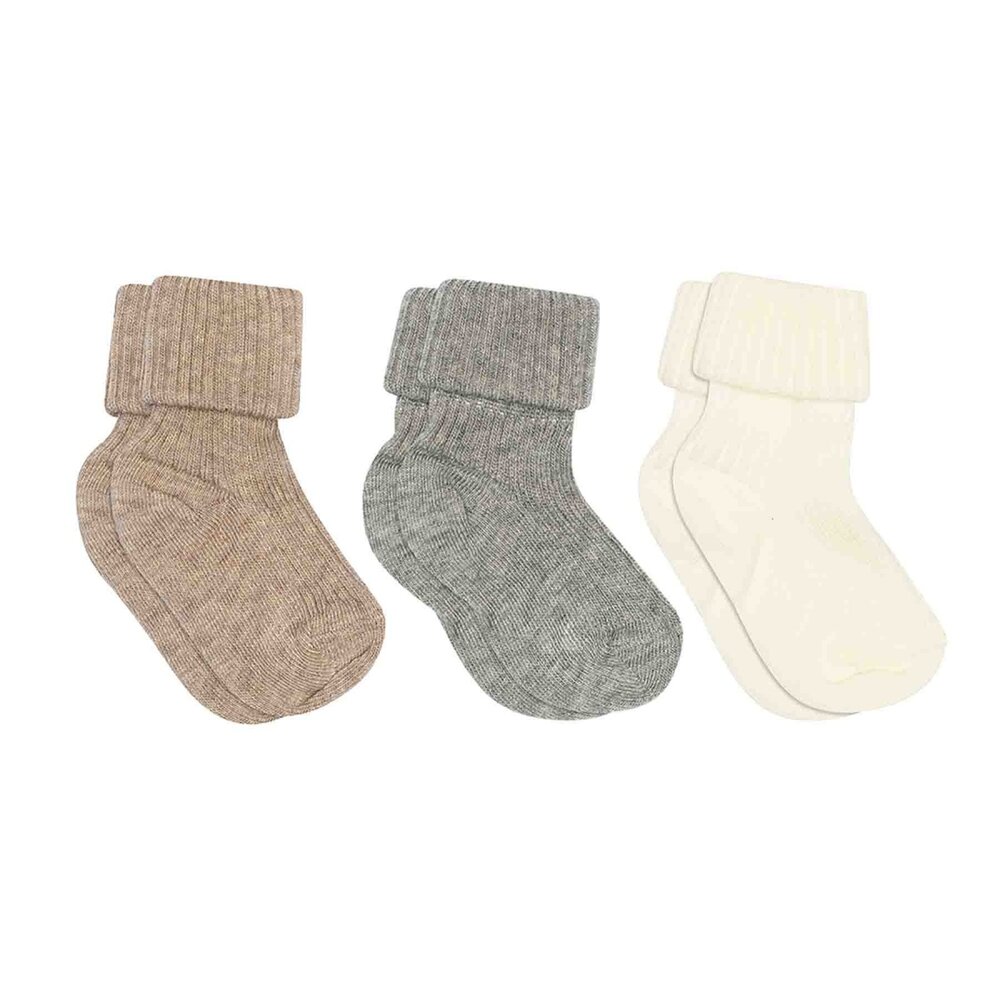MP Denmark Cotton rib baby socks - 3-pack Grey Melange MP Denmark Cotton rib baby socks - 3-pack Grey Melange