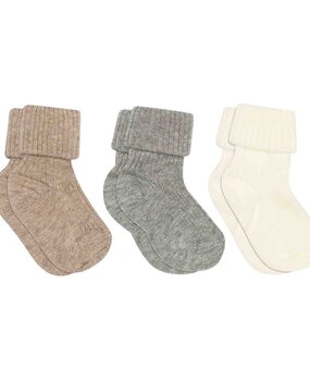MP Denmark Cotton rib baby socks - 3-pack Grey Melange