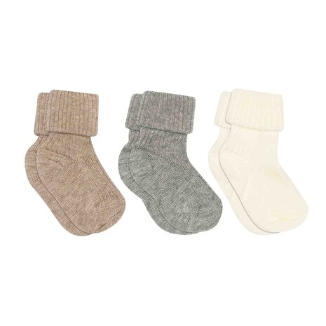 MP Denmark Cotton rib baby socks - 3-pack Grey Melange MP Denmark Cotton rib baby socks - 3-pack Grey Melange