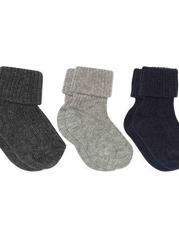 MP Denmark Cotton rib baby socks - 3-pack Multi