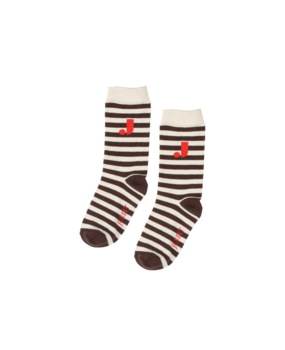 Jenest J Stripe Socks Off White Brown