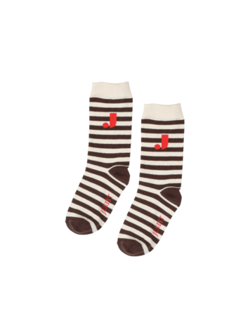 Jenest J Stripe Socks Off White Brown
