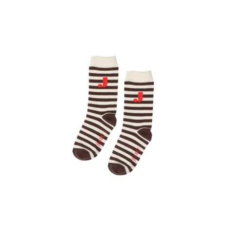 Jenest J Stripe Socks Off White Brown Jenest J Stripe Socks Off White Brown
