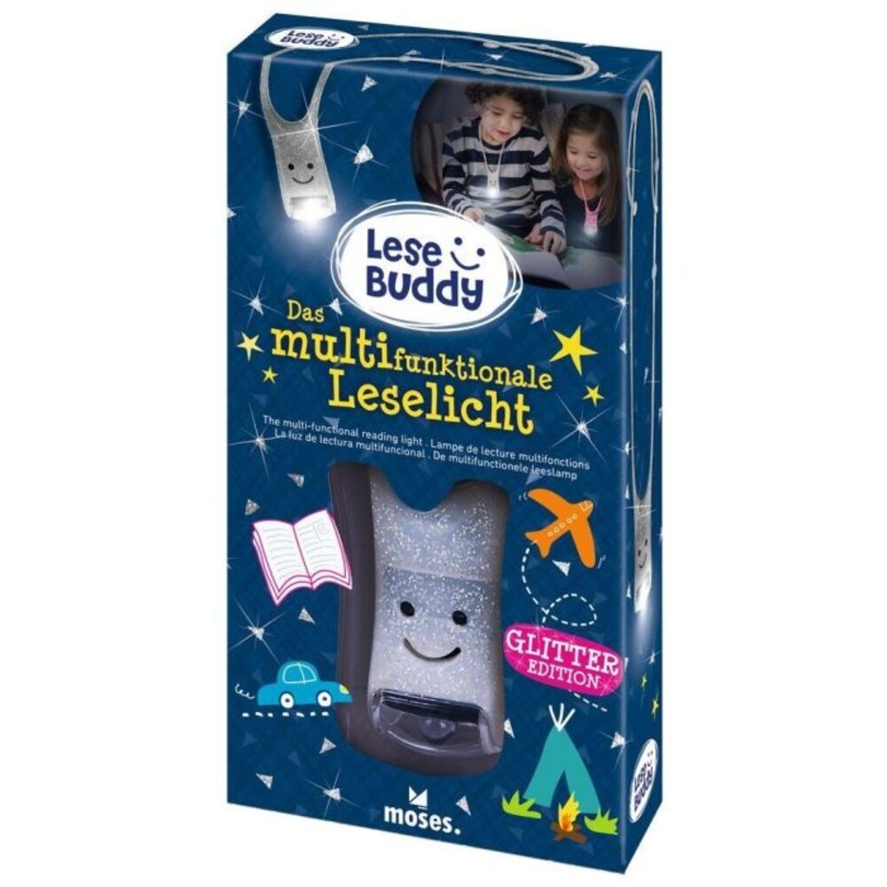 Moses Kinder leeslampje verstelbaar Zilver Glitter Moses Kinder leeslampje verstelbaar Zilver Glitter