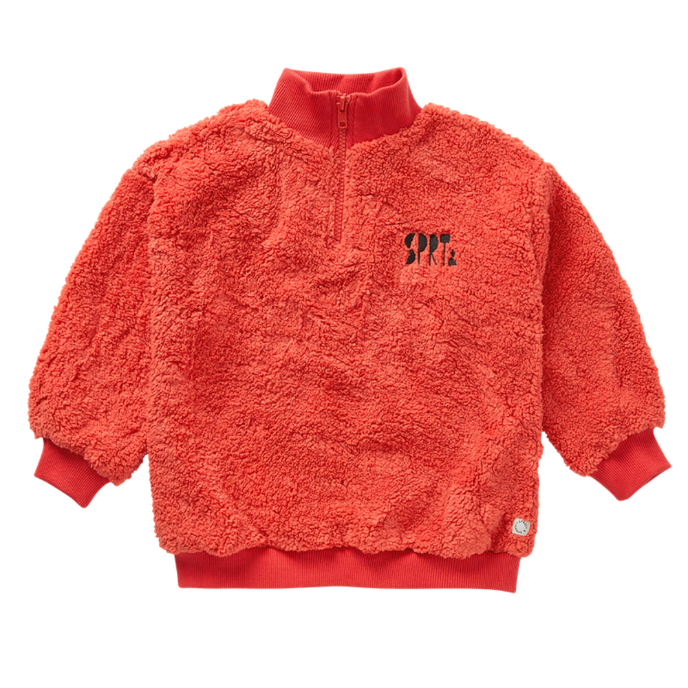 Sproet & Sprout Sweatshirt Anorak Teddy Vivid Red Sproet & Sprout Sweatshirt Anorak Teddy Vivid Red