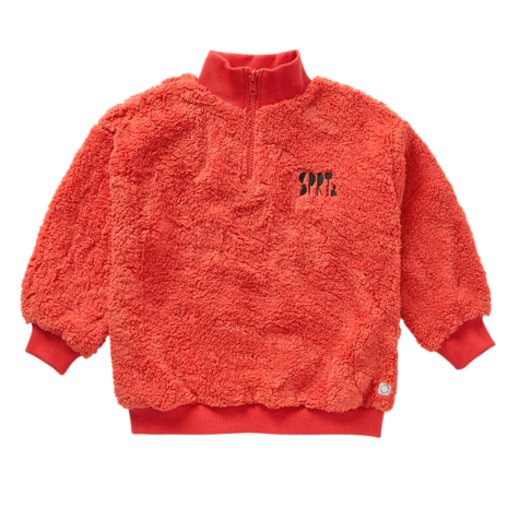 Sproet & Sprout Sweatshirt Anorak Teddy Vivid Red Sproet & Sprout Sweatshirt Anorak Teddy Vivid Red