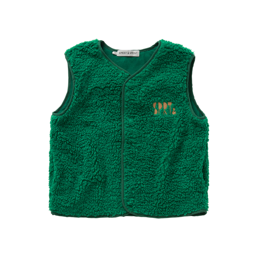 Sproet & Sprout Loose Teddy Gilet Deep Green Sproet & Sprout Loose Teddy Gilet Deep Green