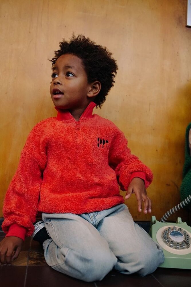 Sproet & Sprout Sweatshirt Anorak Teddy Vivid Red Sproet & Sprout Sweatshirt Anorak Teddy Vivid Red