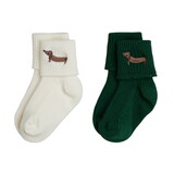 Mini Rodini Dog emb 2-pack ribbed baby socks