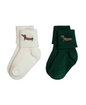 Mini Rodini Dog emb 2-pack ribbed baby socks Mini Rodini Dog emb 2-pack ribbed baby socks