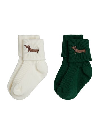 Mini Rodini Dog emb 2-pack ribbed baby socks