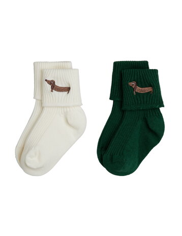 Mini Rodini Dog emb 2-pack ribbed baby socks Mini Rodini Dog emb 2-pack ribbed baby socks