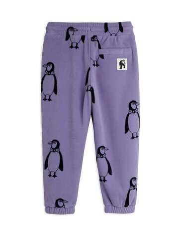 Mini Rodini Penguin aop fleece trousers purple