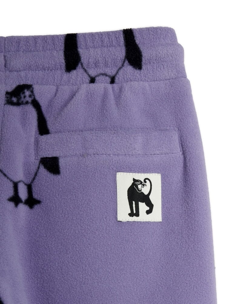 Mini Rodini Penguin aop fleece trousers purple