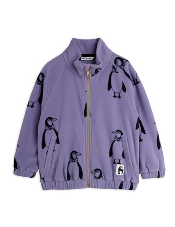 Mini Rodini Penguin aop fleece jacket purple