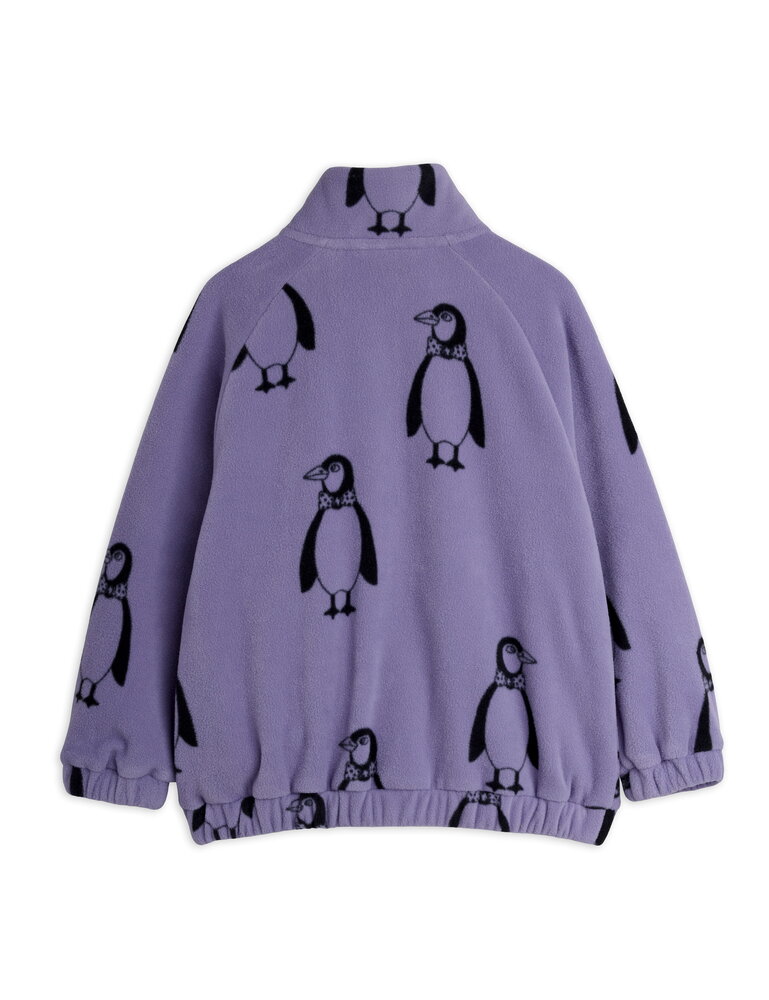 Mini Rodini Penguin aop fleece jacket purple
