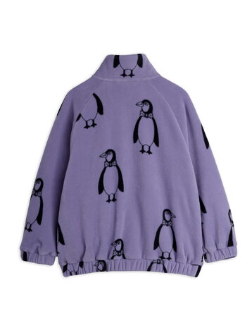 Mini Rodini Penguin aop fleece jacket purple
