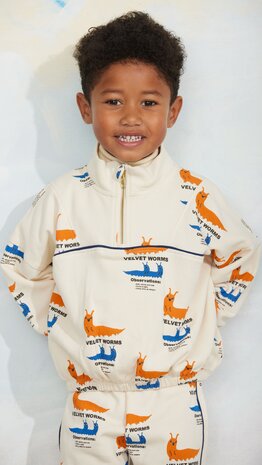 Mini Rodini Velvet worms aop half zip sweatshirt multi