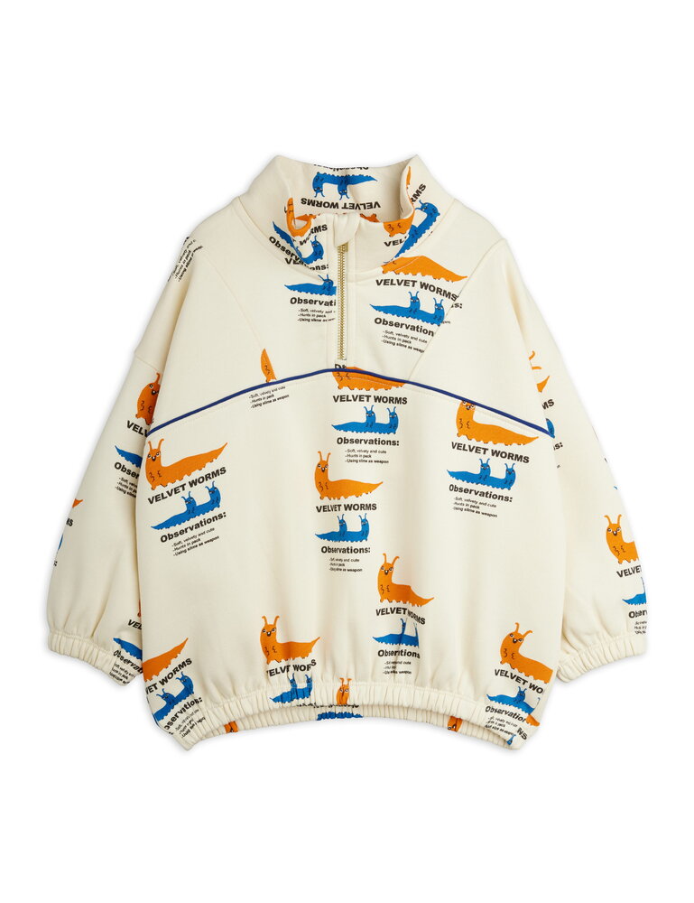 Mini Rodini Velvet worms aop half zip sweatshirt multi