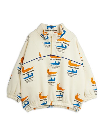 Mini Rodini Velvet worms aop half zip sweatshirt multi