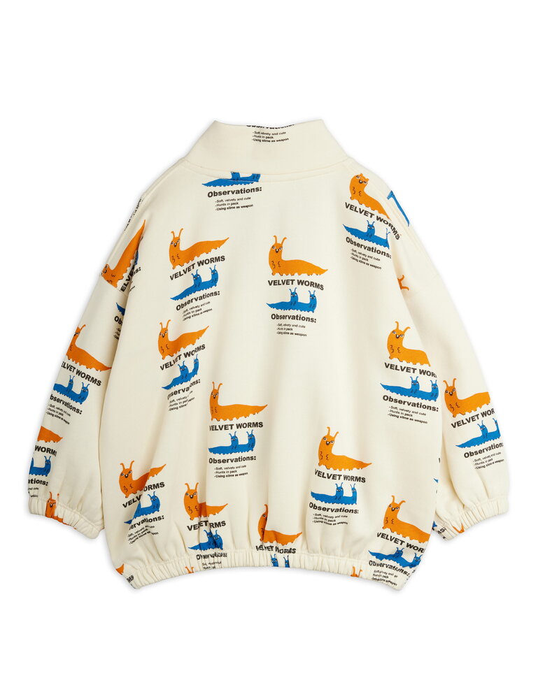Mini Rodini Velvet worms aop half zip sweatshirt multi
