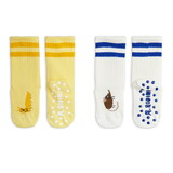 Mini Rodini Velvet worm 2-pack anti-slip socks multi