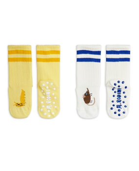Mini Rodini Velvet worm 2-pack anti-slip socks multi Mini Rodini Velvet worm 2-pack anti-slip socks multi