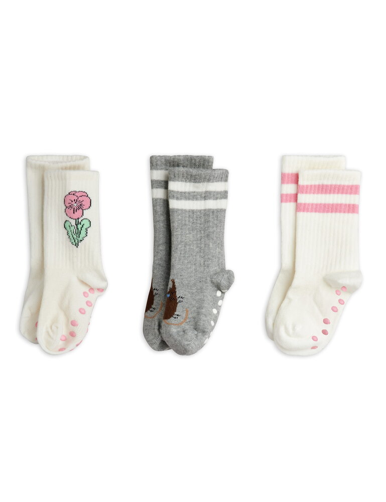 Mini Rodini Elephant shrew 3-pack anti-slip socks