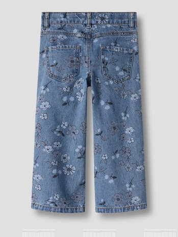 Name It 13259841 NMFROSE WIDE AOP JEANS 2633-IM Medium Blue Denim FLOWER